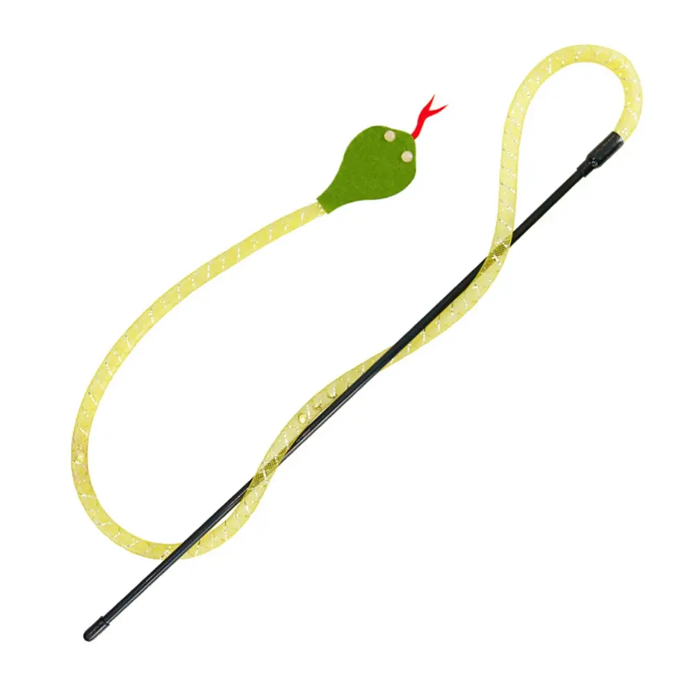 Snake Shape Funny Cat Teaser Wand Interactive Kitten Chew Toy with Short Stick for Boredom Relief & Fun Catch Play Pet Game