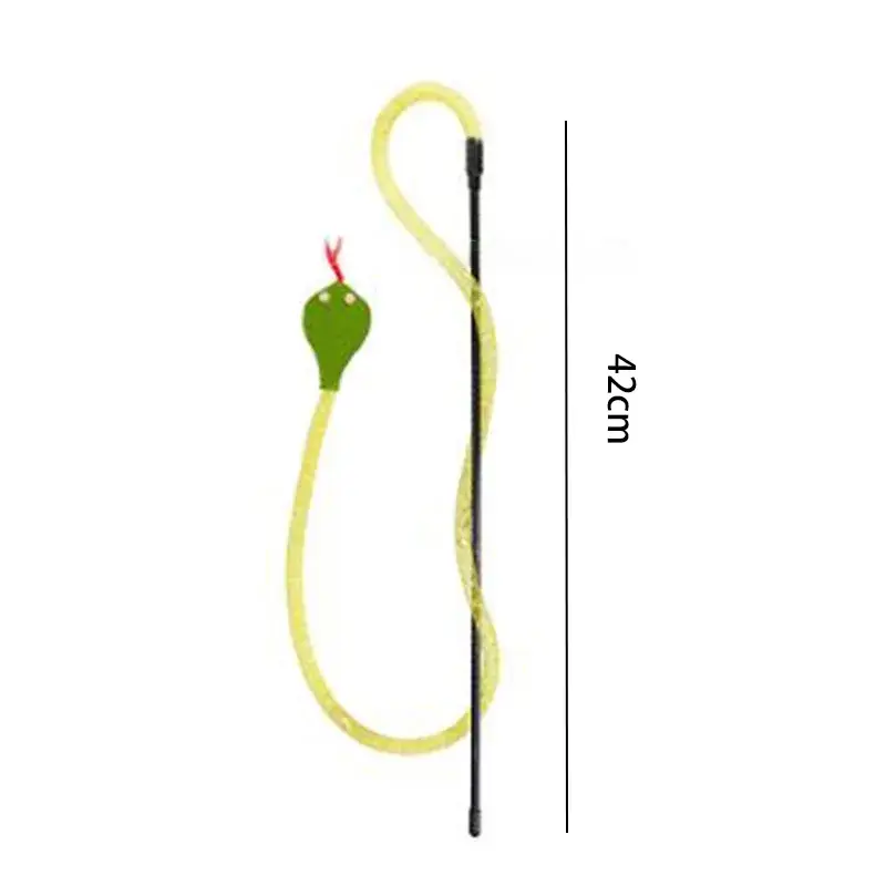 Snake Shape Funny Cat Teaser Wand Interactive Kitten Chew Toy with Short Stick for Boredom Relief & Fun Catch Play Pet Game