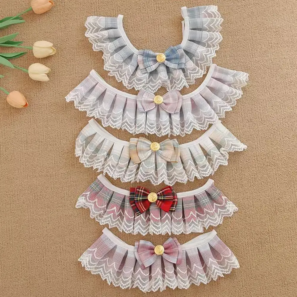Cute Lace Bow Pet Scarf Washable Puppy Cat Necklace Accessories Bowtie Gift JK Academy Style Pet Drool Towel Cat Dog Bibs