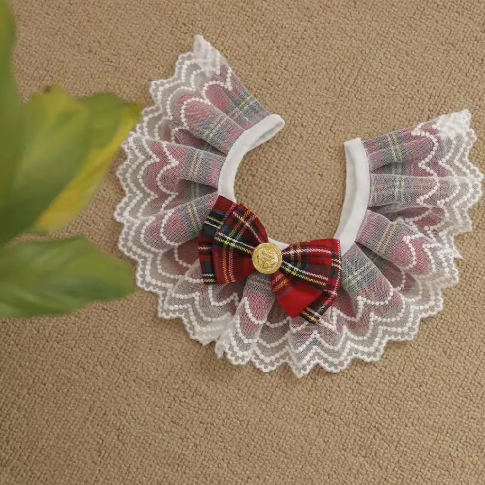 Cute Lace Bow Pet Scarf Washable Puppy Cat Necklace Accessories Bowtie Gift JK Academy Style Pet Drool Towel Cat Dog Bibs