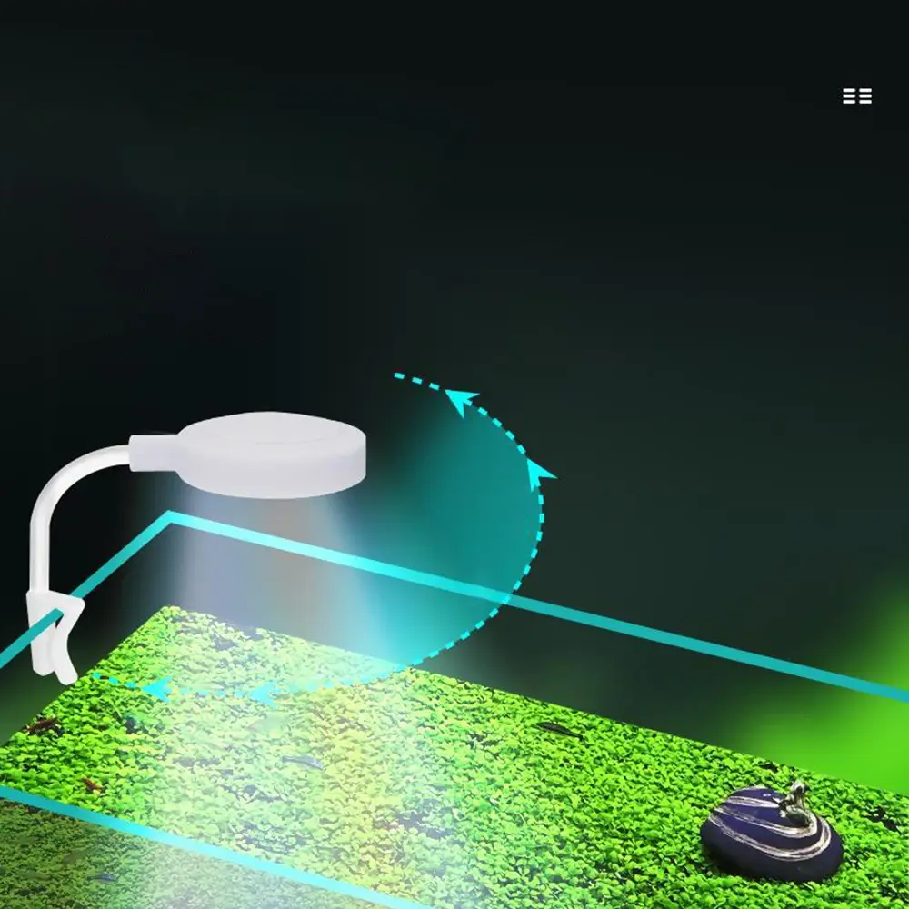 Aquarium Light with Adapter LED Clip On Fish Tank Light, Small Full Spectrum USB Light 360° Rotation Lighting