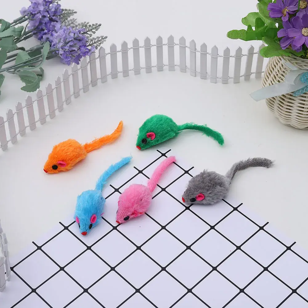 24pcs Simulation Plush Mouse Toys Cat Mouse Toys for Cat Kitten Interactive Game Playing Toy Pet Supplies Random Color