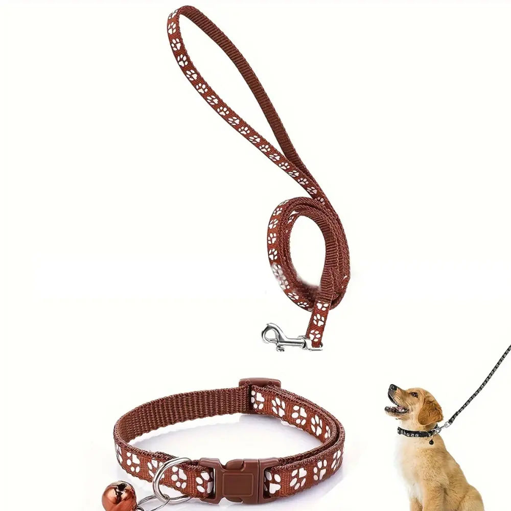 Dog Leash Collar Reflective Paw Print Leashes Rope for Small Medium Dogs Cat Puppy Soft Breathable Outdoor Walking Leads Leash