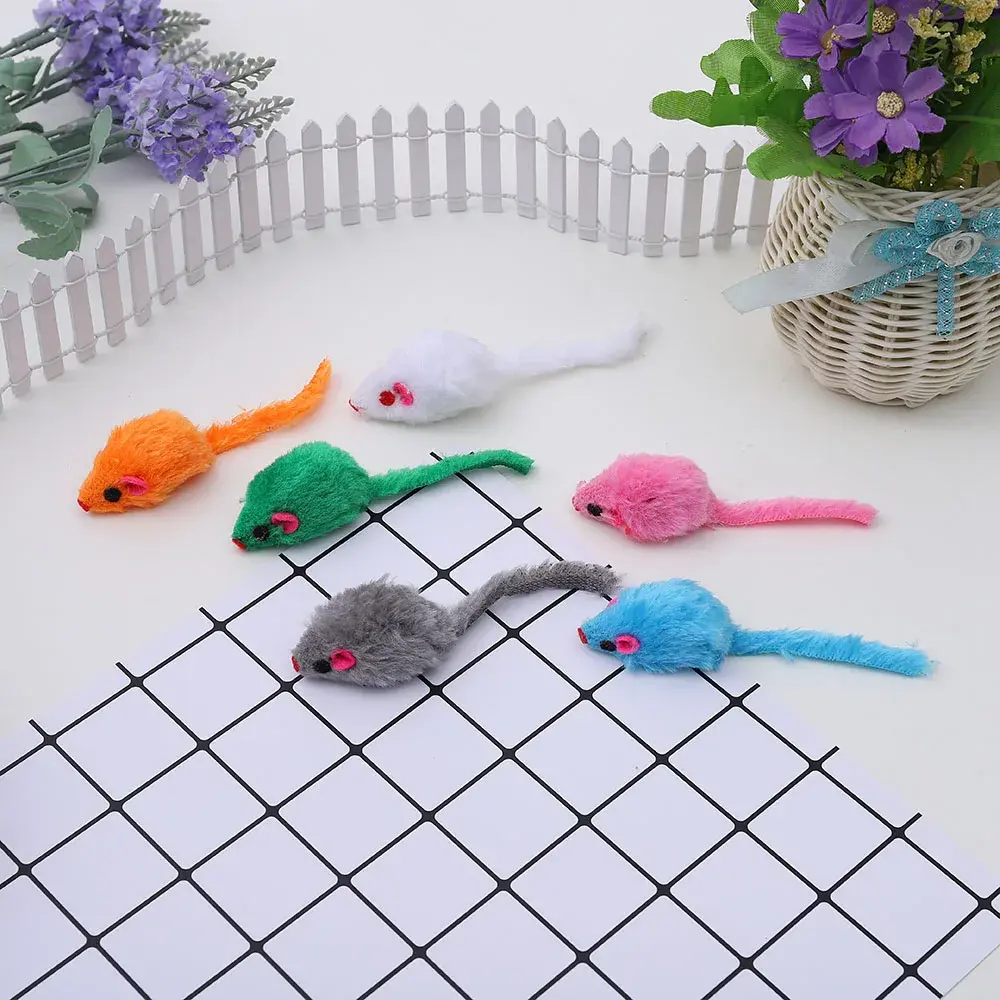 24pcs Simulation Plush Mouse Toys Cat Mouse Toys for Cat Kitten Interactive Game Playing Toy Pet Supplies Random Color