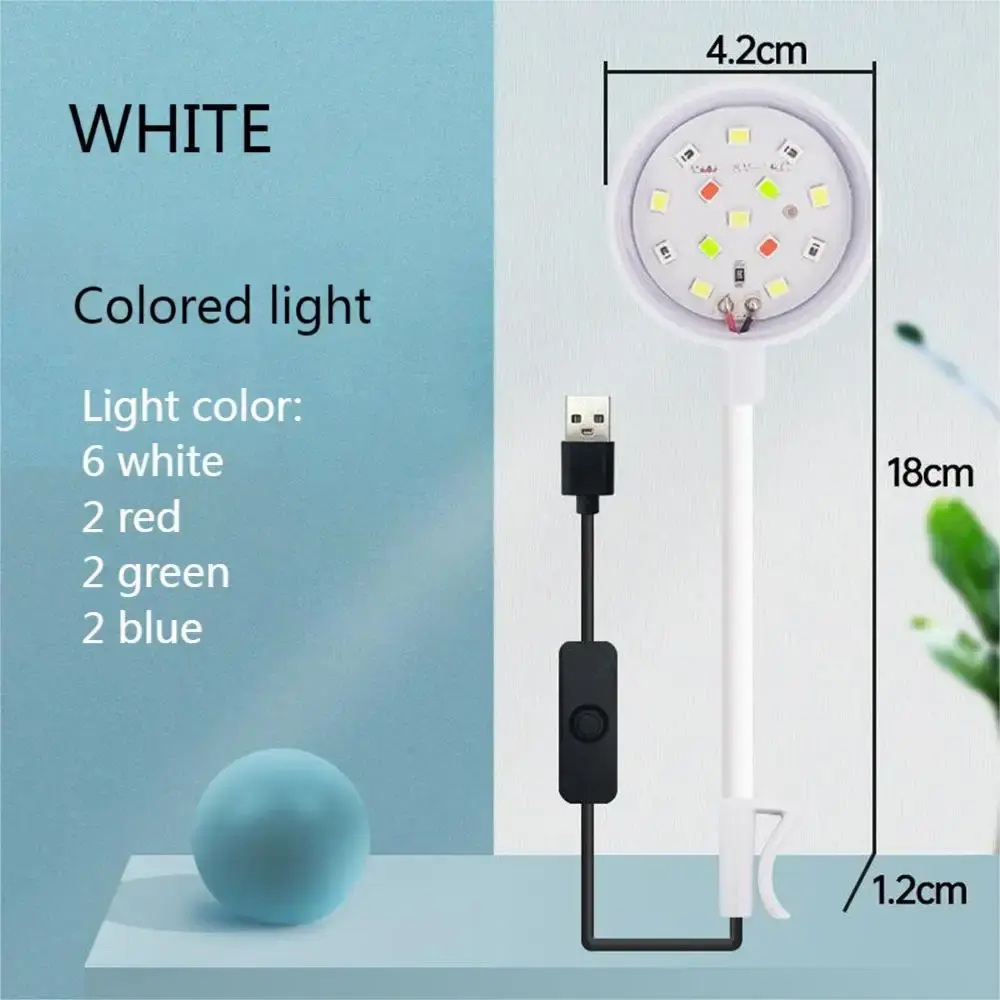 Aquarium Light with Adapter LED Clip On Fish Tank Light, Small Full Spectrum USB Light 360° Rotation Lighting