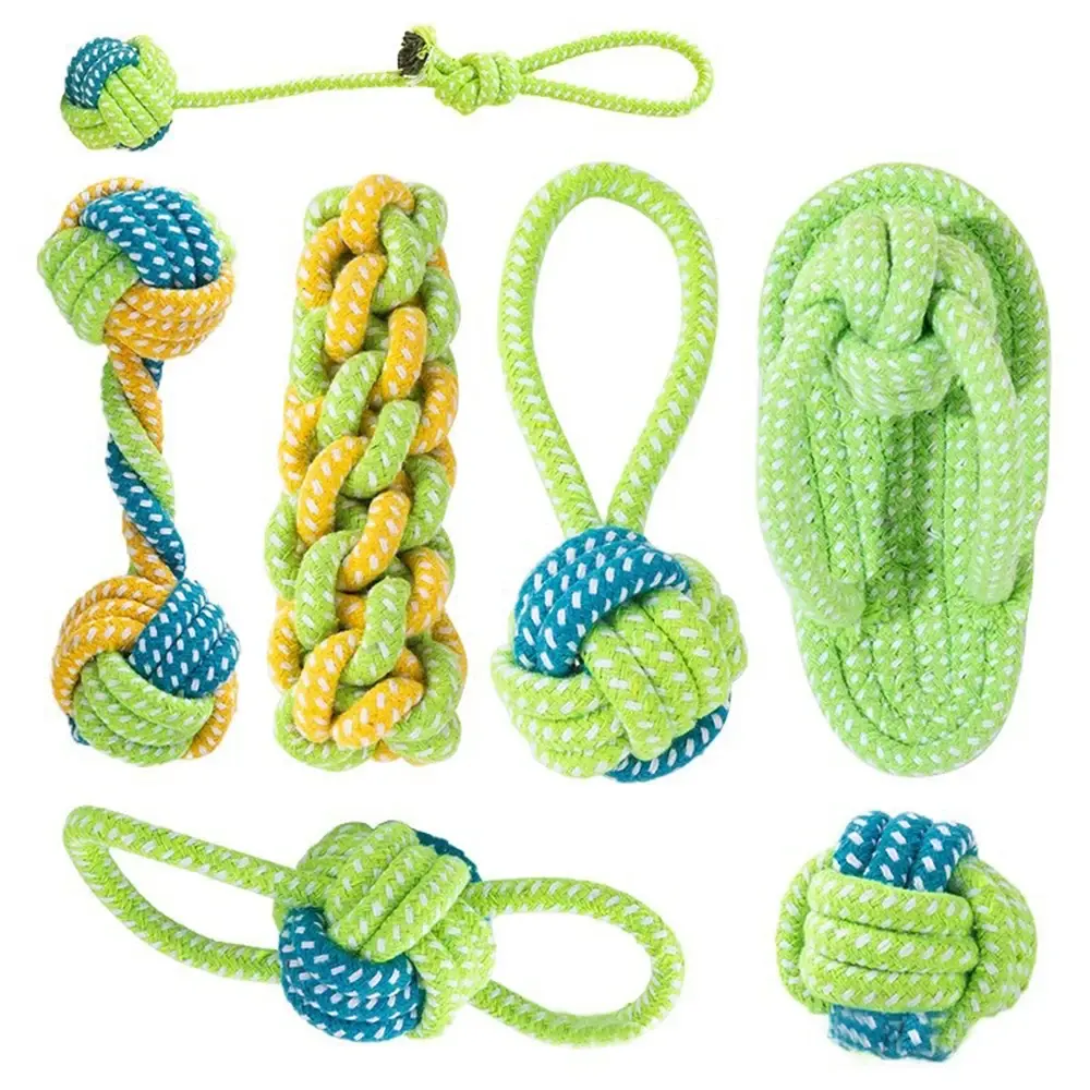 Dog Toy Cotton Rope Chew Toy Interactive Dental Knot Ball with Pet-Safe Material Puppy Teething Toys for Breed Teeth Cleaning
