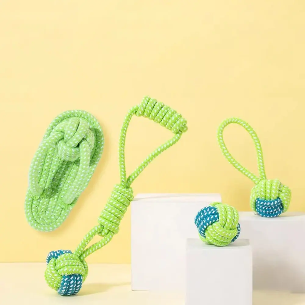 Dog Toy Cotton Rope Chew Toy Interactive Dental Knot Ball with Pet-Safe Material Puppy Teething Toys for Breed Teeth Cleaning