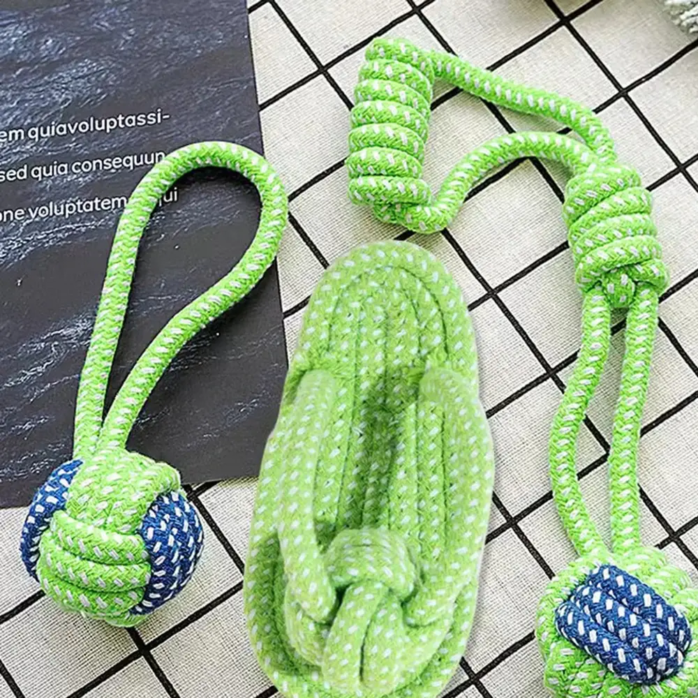 Dog Toy Cotton Rope Chew Toy Interactive Dental Knot Ball with Pet-Safe Material Puppy Teething Toys for Breed Teeth Cleaning