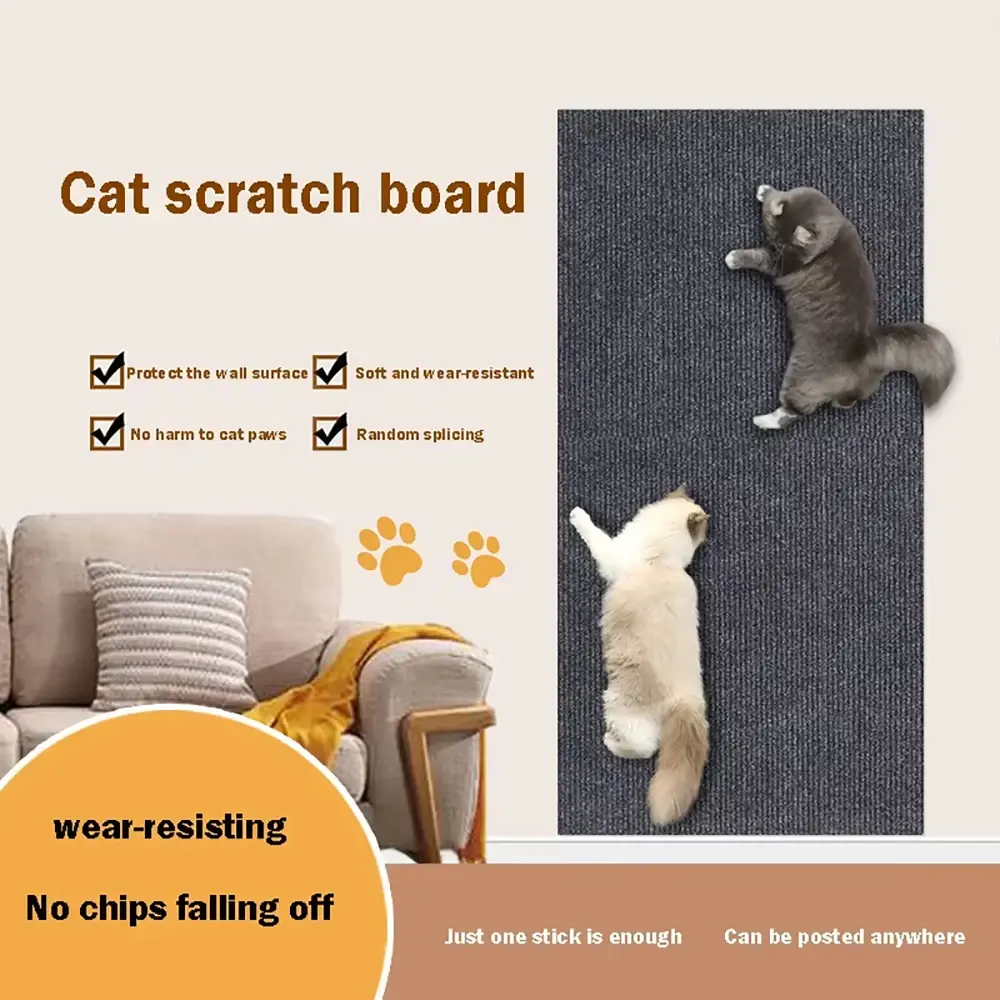 Self-Adhesive Cat Scratching Board Wall Stickers Wall Mounted DIY Anti-Scratch Mat for Furniture Protection & Cat Nail Care