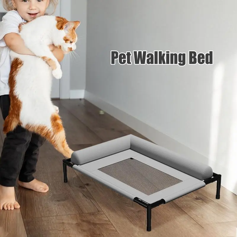 Raised Dog Bed Dog Cooling Bed With Pillow And Breathable Mesh Removable Pet Furniture For Cat Indoor Camping Patio Sunbathing