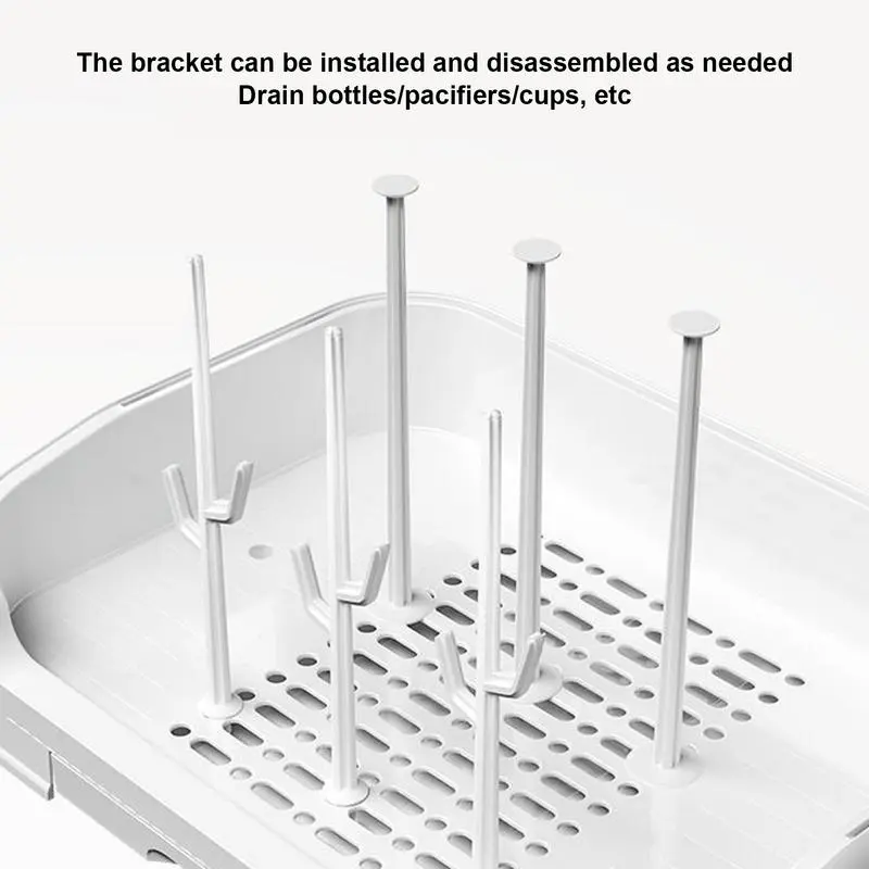 Bottle Drying Rack with Removable Drip Tray Dust-Proof Storage Box for Toddler Bottles Cup Drain Storage Rack with Dust Cover