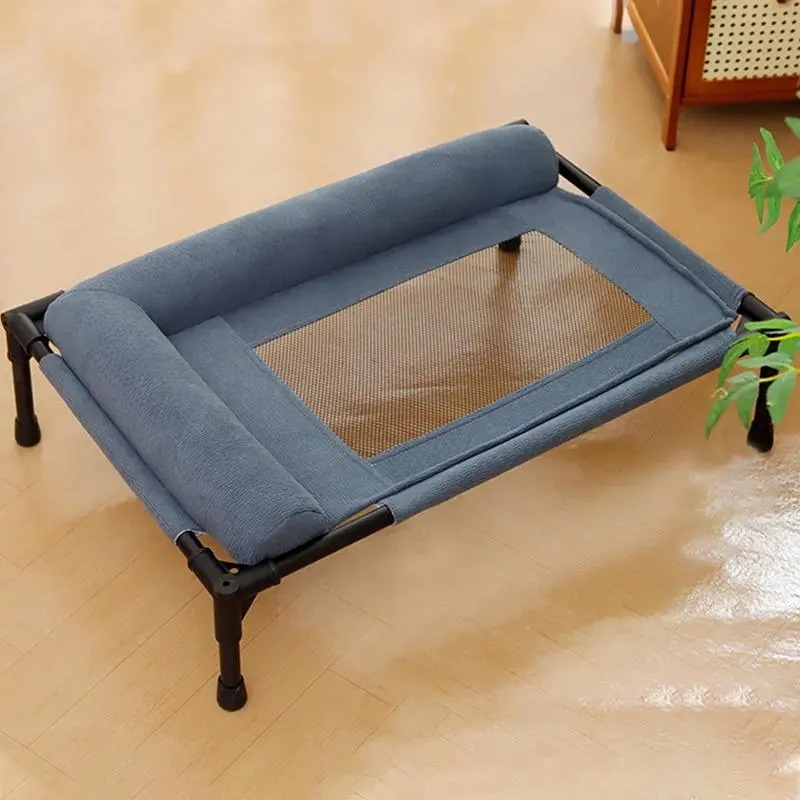 Raised Dog Bed Dog Cooling Bed With Pillow And Breathable Mesh Removable Pet Furniture For Cat Indoor Camping Patio Sunbathing