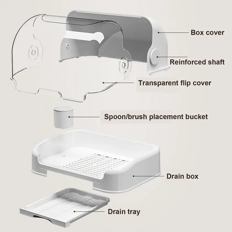 Bottle Drying Rack with Removable Drip Tray Dust-Proof Storage Box for Toddler Bottles Cup Drain Storage Rack with Dust Cover