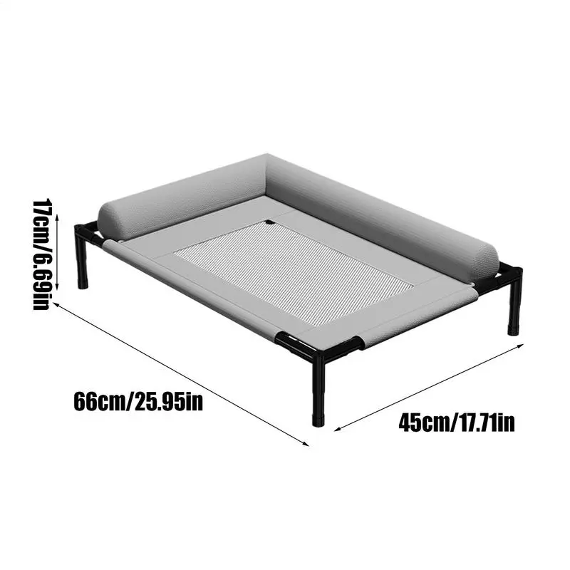 Raised Dog Bed Dog Cooling Bed With Pillow And Breathable Mesh Removable Pet Furniture For Cat Indoor Camping Patio Sunbathing