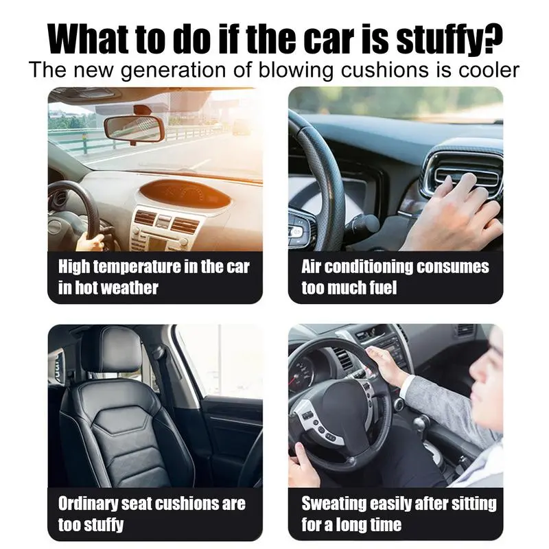 Cushion For Car Seat Cooler Fan Sitting Pad Multifunctional Seat Cushion With 3 Speeds Adjustable Fan For Automotive Home