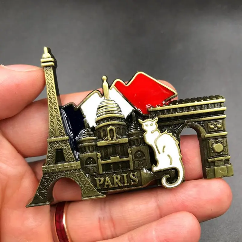France Paris Fridge Magnets 3D Metal Magnetic Fridge Magnets Collection Souvenir Fridge Magnets Home Living Decoration