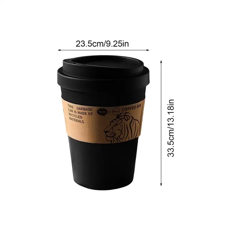 Trash Bin Coffee Cup Shaped Mini Trash Can Swing Lid Container With Large Capacity Storage Basket For Bathroom Patio Toilet