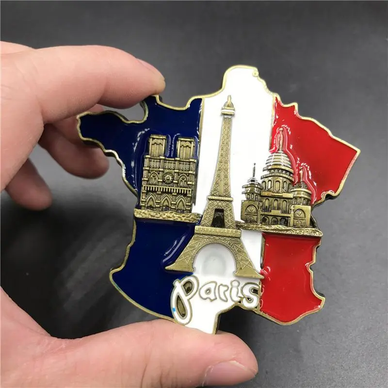 1pcs Creative 3D Metal Magnetic France Paris Fridge Magnet Paris Souvenirs French Landmark Buildings Fridge Magnet Home Decor