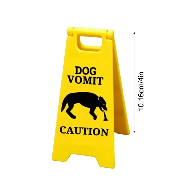 Funny mini cat and dog vomiting signs, beware of vomiting warning signs, prank signs, desktop decoration signs