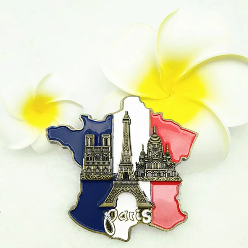 1pcs Creative 3D Metal Magnetic France Paris Fridge Magnet Paris Souvenirs French Landmark Buildings Fridge Magnet Home Decor