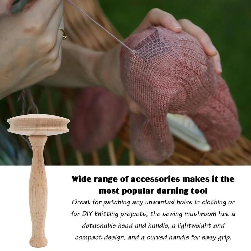 Wooden darning tool kit Mushroom darning patchwork tool Sock darning thread tool kit for darning sock holes and more