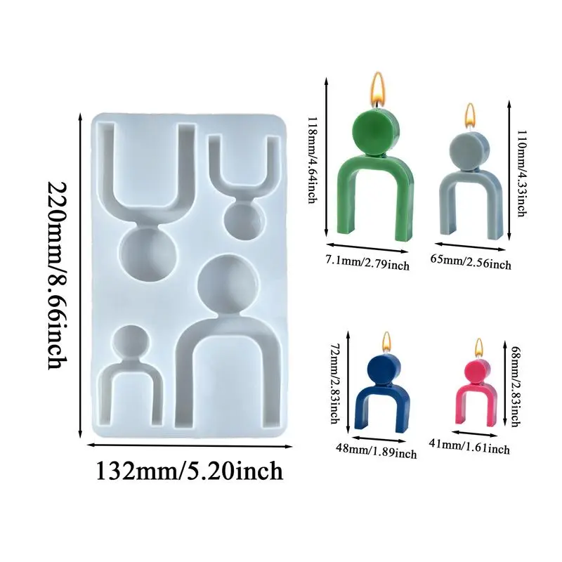 Silicone Candle Molds Resin Candle Mold Reusable Silicone Mould Non-Stick Plaster Craft Molds Desk Ornaments For Candles & Wax