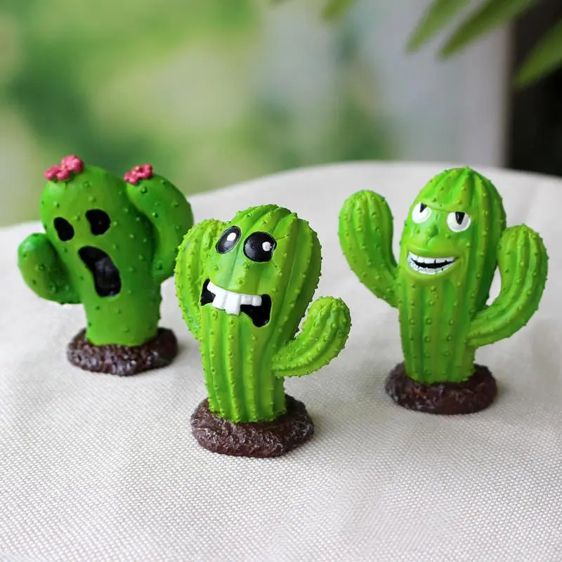 Cactus Resin Ornament Miniature Artificial Cactus Figurines Miniature Landscape Ornaments Plant Prop For Garden Yard Patio Park
