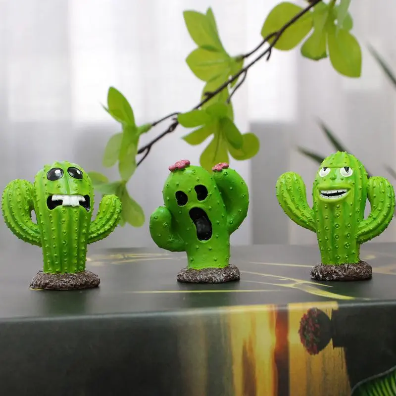 Cactus Resin Ornament Miniature Artificial Cactus Figurines Miniature Landscape Ornaments Plant Prop For Garden Yard Patio Park