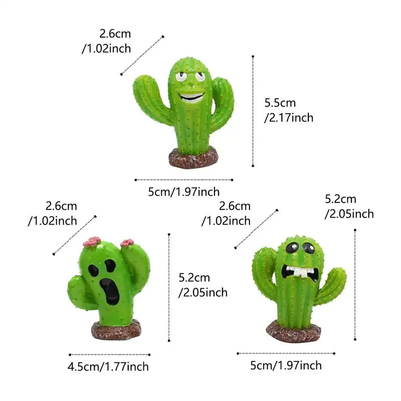 Cactus Resin Ornament Miniature Artificial Cactus Figurines Miniature Landscape Ornaments Plant Prop For Garden Yard Patio Park