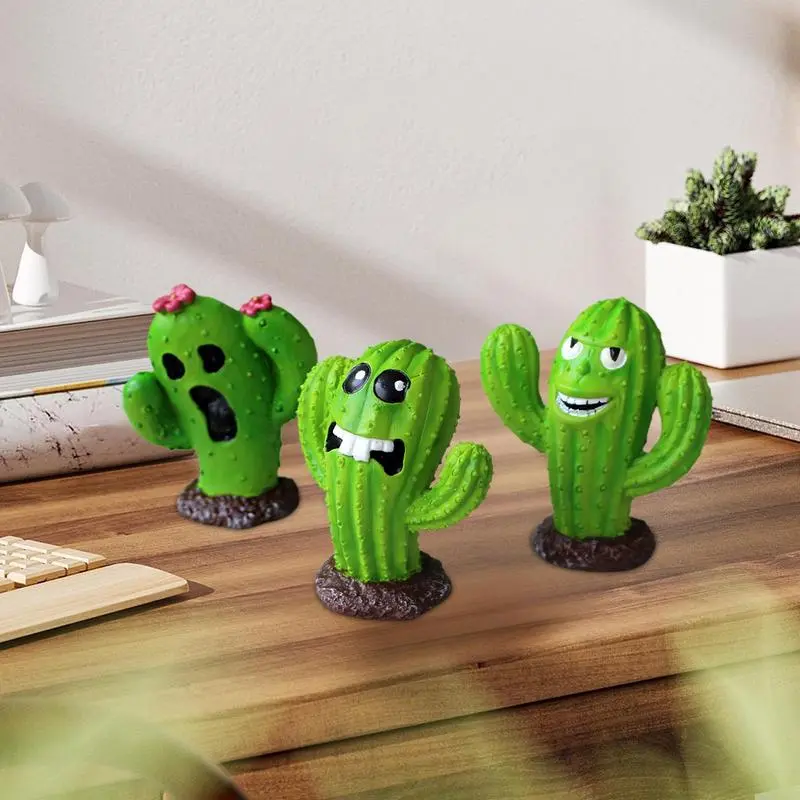 Cactus Resin Ornament Miniature Artificial Cactus Figurines Miniature Landscape Ornaments Plant Prop For Garden Yard Patio Park