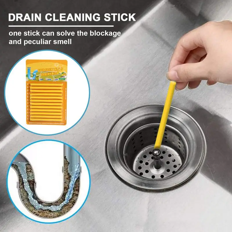 12-piece set of drain cleaning sticks, scented kitchen, toilet, bathtub drain cleaner, sewer pipe dredging deodorant