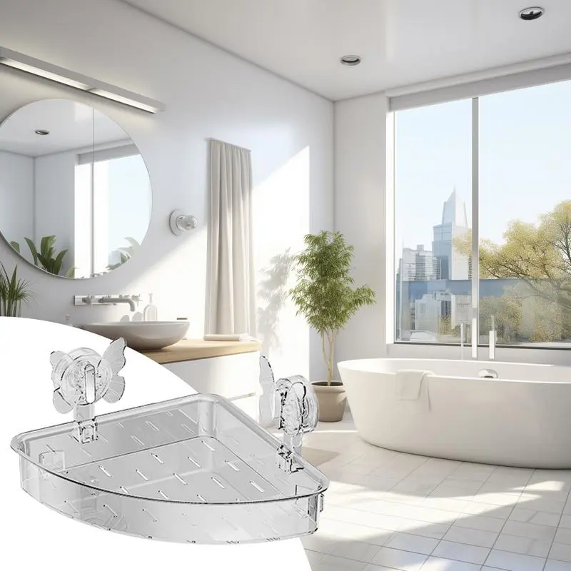 Suction Cup Shelf Suction Cup Holder Rack No Drilling Organizer Shelf Clear Bathroom Accessories Wall-Mounted Storage Box For