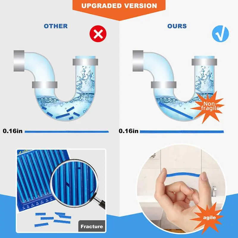 12-piece set of drain cleaning sticks, scented kitchen, toilet, bathtub drain cleaner, sewer pipe dredging deodorant