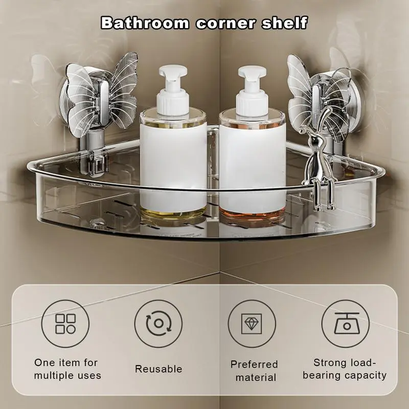 Suction Cup Shelf Suction Cup Holder Rack No Drilling Organizer Shelf Clear Bathroom Accessories Wall-Mounted Storage Box For