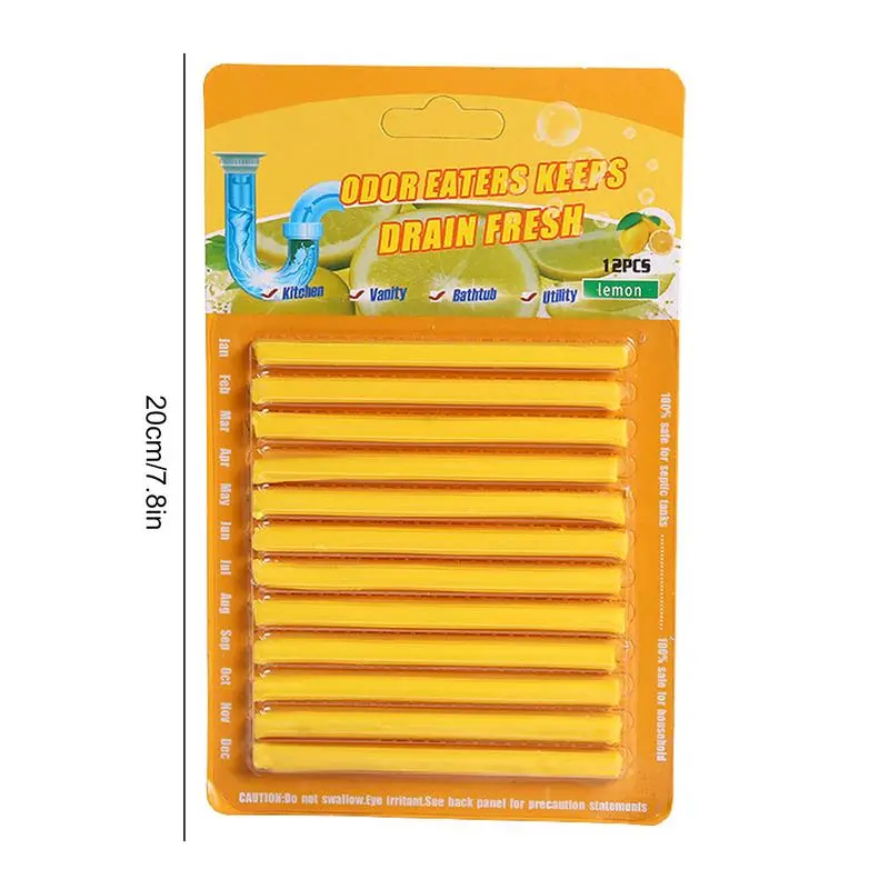 12-piece set of drain cleaning sticks, scented kitchen, toilet, bathtub drain cleaner, sewer pipe dredging deodorant
