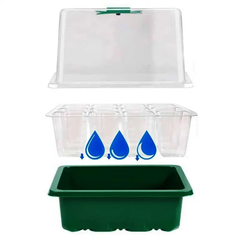 Seedling Starter Trays With Grow Lights 12 Cell Indoor Plants Germination Kit Propagation Box Adjustable Brightness Timing