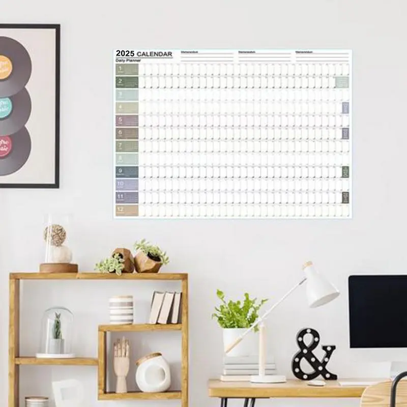 2025 Calendar Annual Daily Schedule, Annual Plan with to-do list and annotations Practical Wall Decoration Calendar Stickers