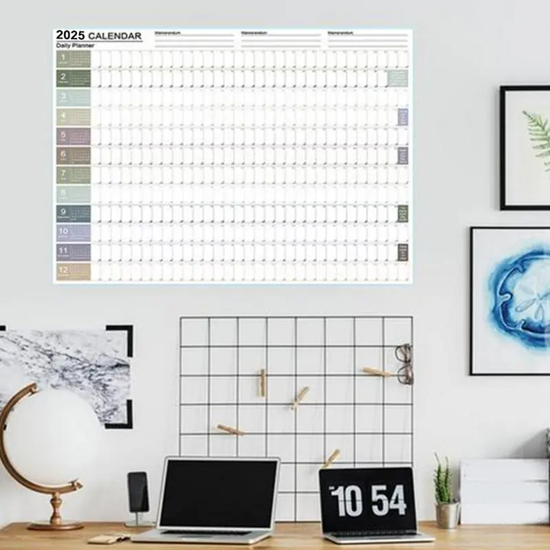 2025 Calendar Annual Daily Schedule, Annual Plan with to-do list and annotations Practical Wall Decoration Calendar Stickers