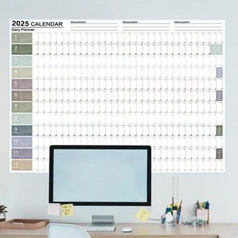 2025 Calendar Annual Daily Schedule, Annual Plan with to-do list and annotations Practical Wall Decoration Calendar Stickers