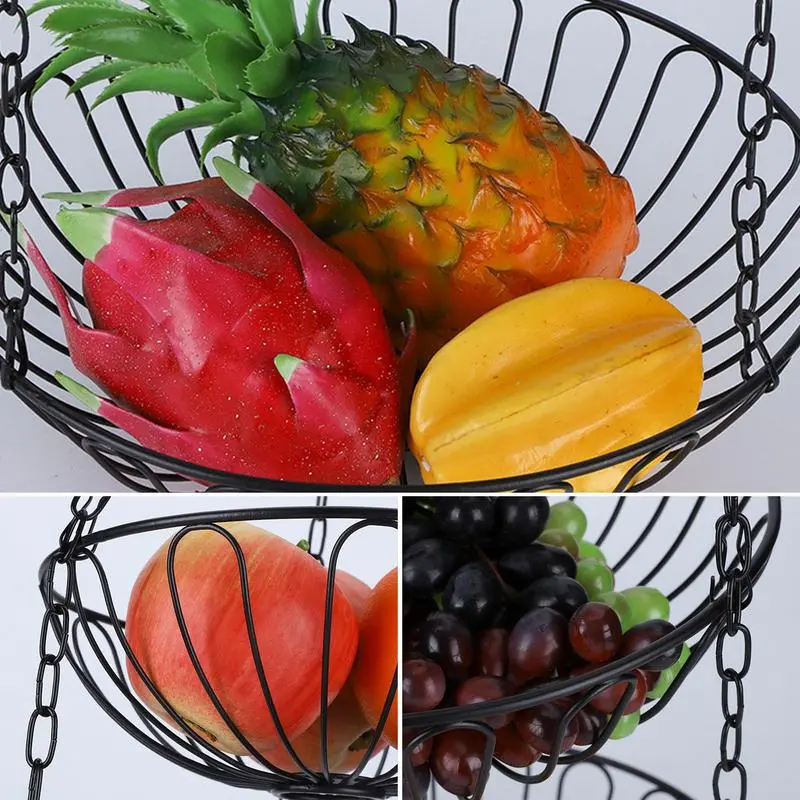 Dangling Fruit Basket 3 Tier Fruit Vegetable Baskets Stylish Patio Planter Holder Heavy Duty Organizer Rack For Produce Towel