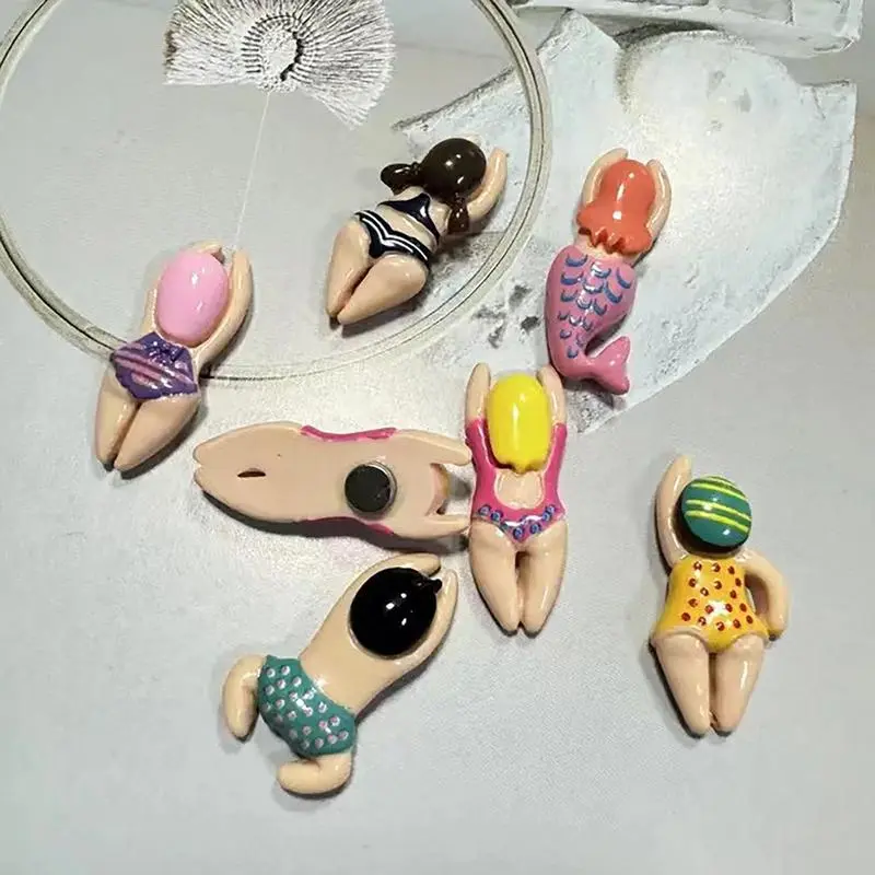 Cartoon Fridge Magnets Cartoon Home Magnet 6Pieces Mermaid Fridge Magnets 3D Magnetic Sticker Cute Kitchen Decoration For Fridge