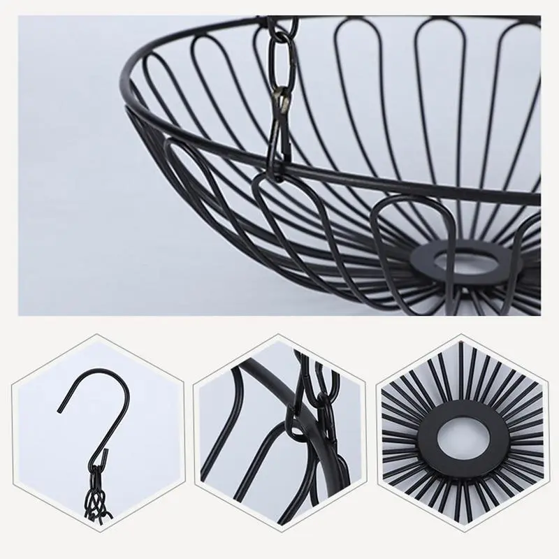 Dangling Fruit Basket 3 Tier Fruit Vegetable Baskets Stylish Patio Planter Holder Heavy Duty Organizer Rack For Produce Towel