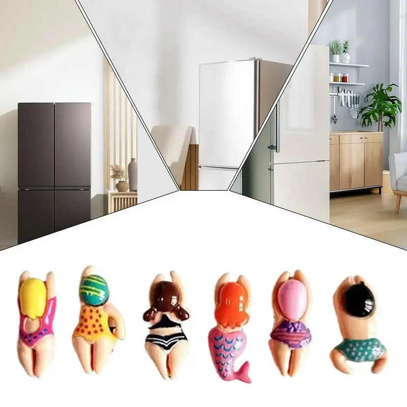 Cartoon Fridge Magnets Cartoon Home Magnet 6Pieces Mermaid Fridge Magnets 3D Magnetic Sticker Cute Kitchen Decoration For Fridge