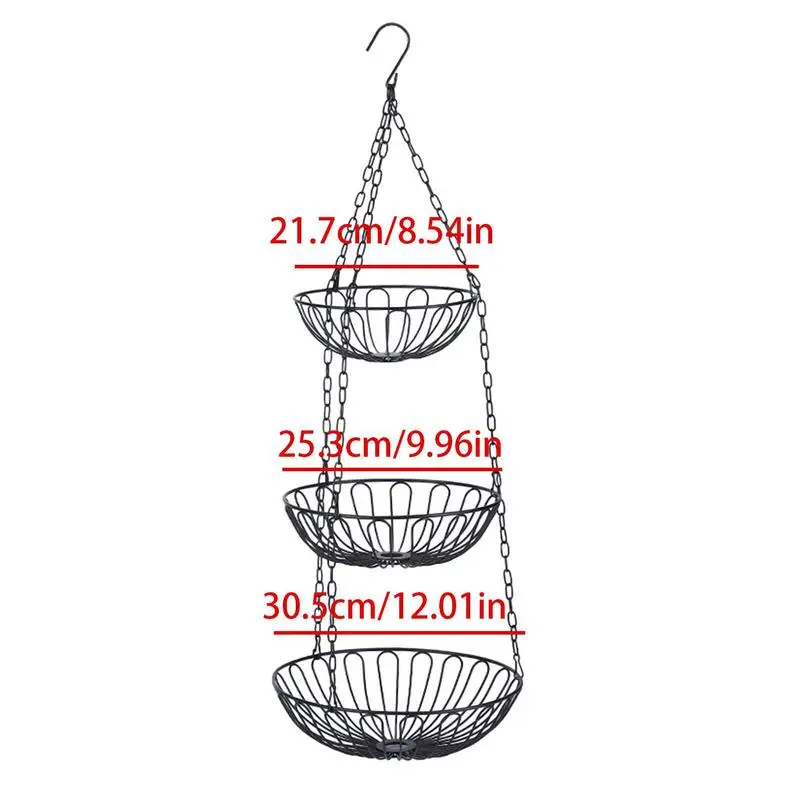 Dangling Fruit Basket 3 Tier Fruit Vegetable Baskets Stylish Patio Planter Holder Heavy Duty Organizer Rack For Produce Towel