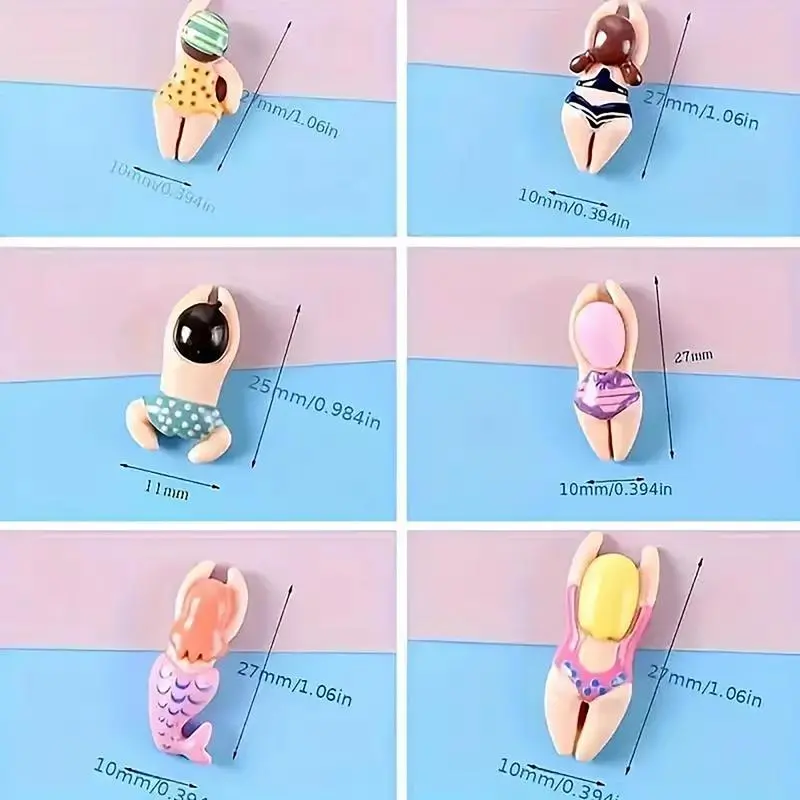 Cartoon Fridge Magnets Cartoon Home Magnet 6Pieces Mermaid Fridge Magnets 3D Magnetic Sticker Cute Kitchen Decoration For Fridge