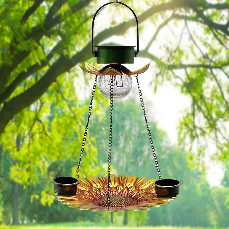 Metal Bird Feeders For Outdoors 2 In 1 Hummingbird Feeders For Outdoors Solar Powered Weather Resistant Drinking & Feeding