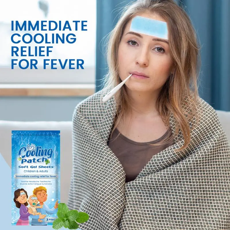 Cooling Patch Hot Weather Relief Fever Patch for Kids Forehead Cool Pads Portable Headache Patches