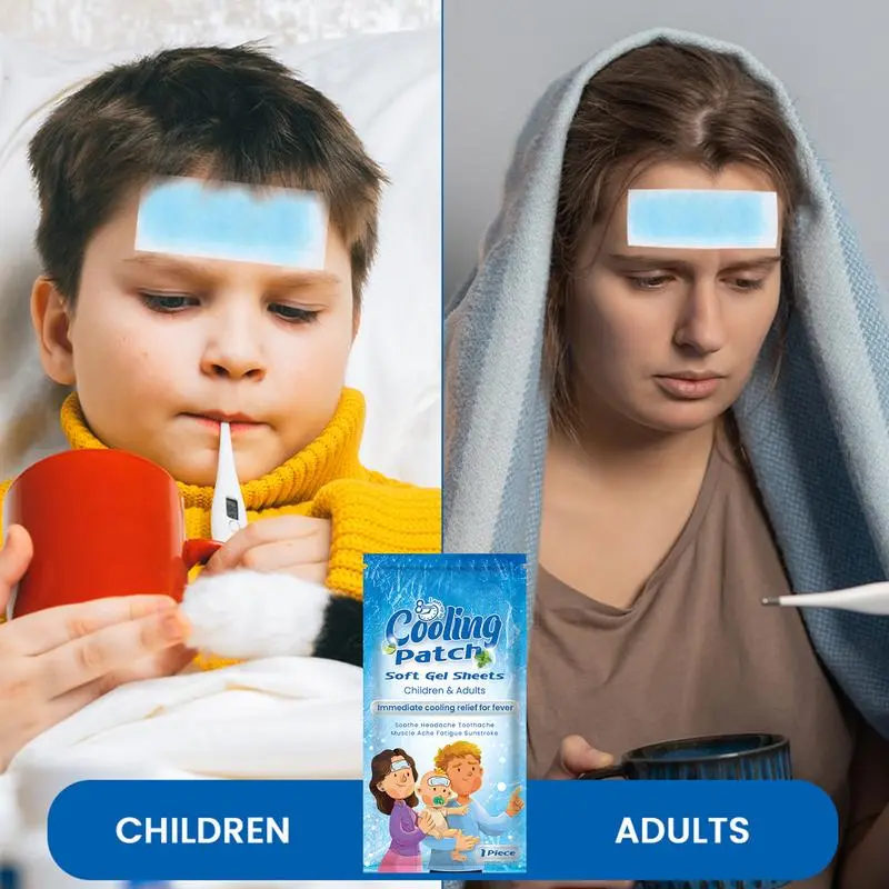 Cooling Patch Hot Weather Relief Fever Patch for Kids Forehead Cool Pads Portable Headache Patches