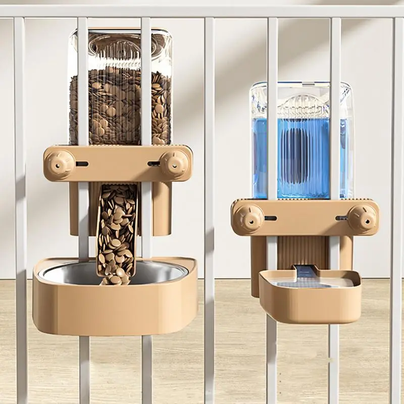 Dog Food Dispenser For Cage Automatic Food Bowl Water Bottle Pet Supplies Large Crate Feeder Dish For Puppy Cats