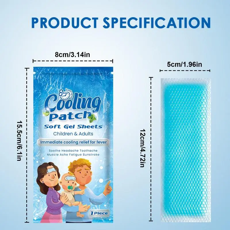 Cooling Patch Hot Weather Relief Fever Patch for Kids Forehead Cool Pads Portable Headache Patches